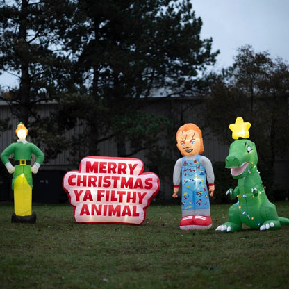 Merry Xmas Filthy Animal Indoor/Outdoor Light Up Inflatable Yard Decoration