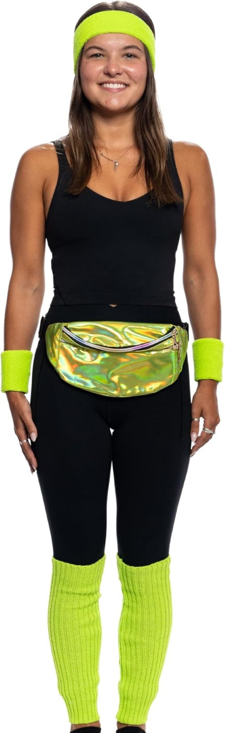 80's Retro Style Women's Aerobics Halloween Costume Cosplay Accessory Set