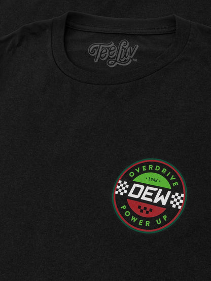Mountain Dew Racing Front and Back Mens T Shirt Officially Licensed Black