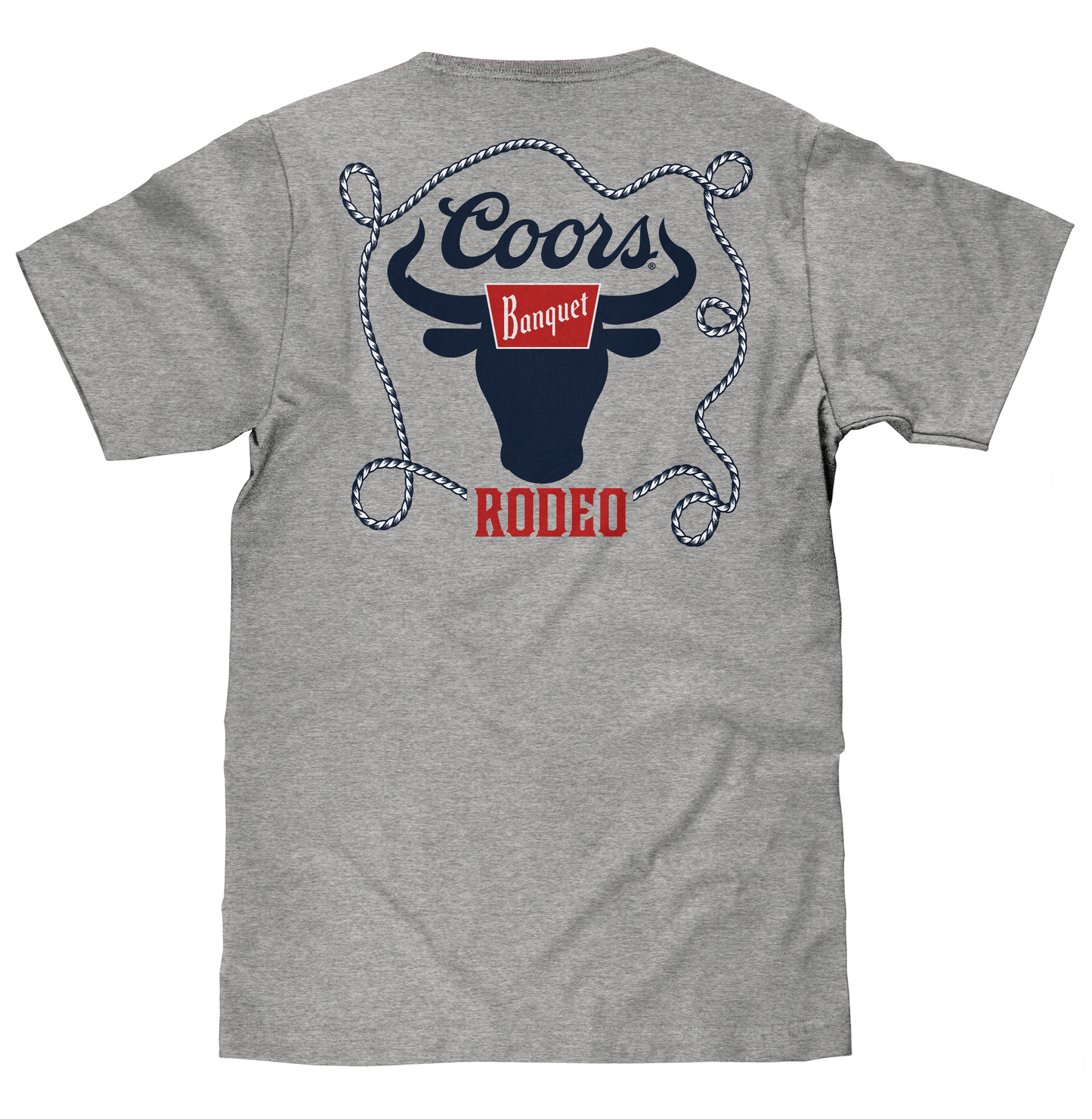 Coors Banquet Beer Rodeo Bull Front and Back Print Mens T Shirt Officially Licensed Athletic Gray Heather