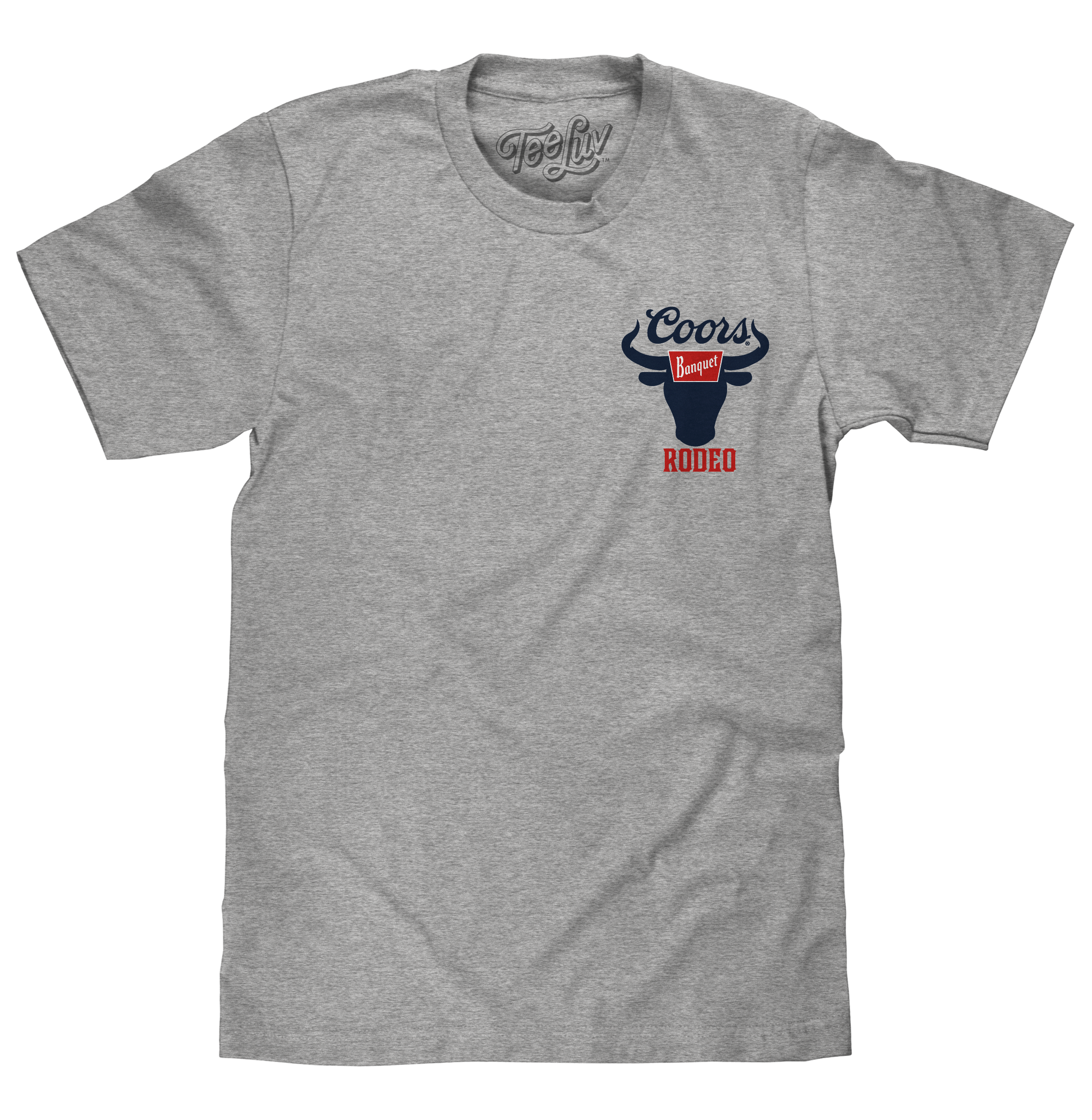 Coors Banquet Beer Rodeo Bull Front and Back Print Mens T Shirt Officially Licensed Athletic Gray Heather