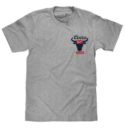 Coors Banquet Beer Rodeo Bull Front and Back Print Mens T Shirt Officially Licensed Athletic Gray Heather