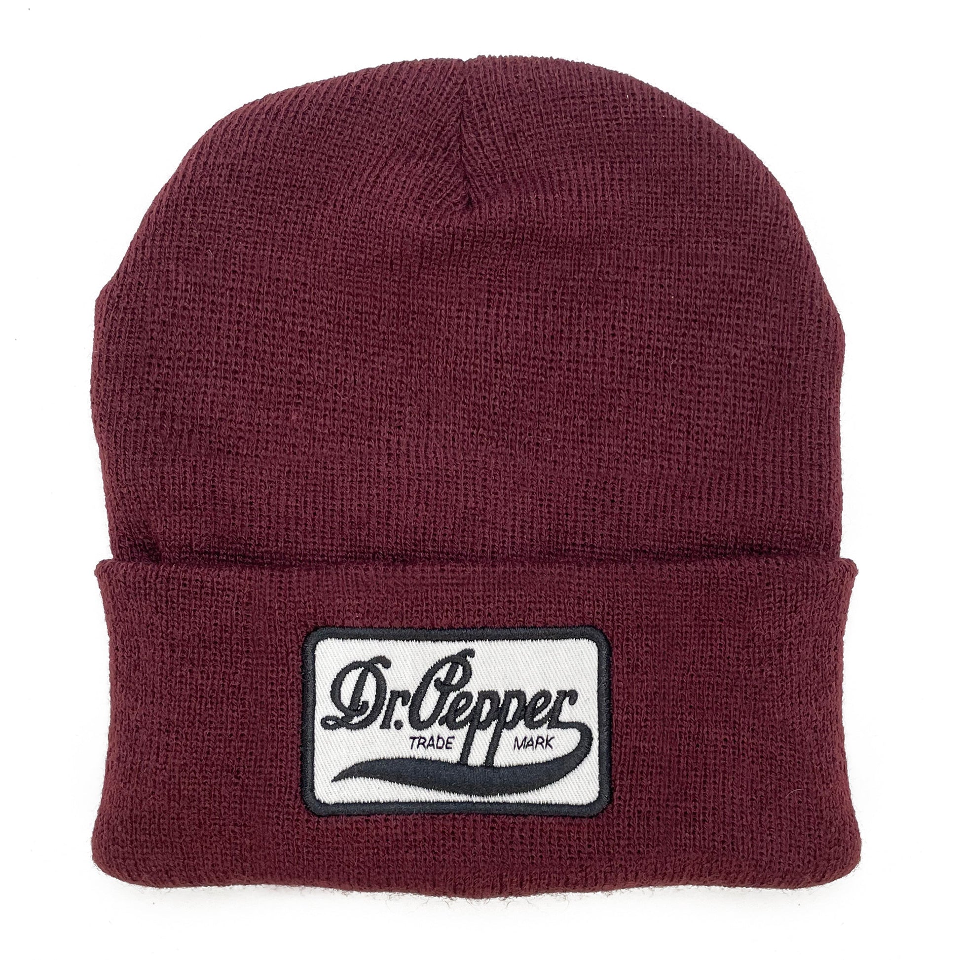 Dr Pepper Trademark Logo Beanie Hat Officially Licensed - Burgundy