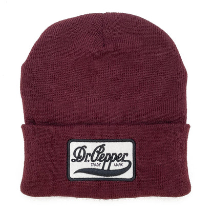 Dr Pepper Trademark Logo Beanie Hat Officially Licensed - Burgundy