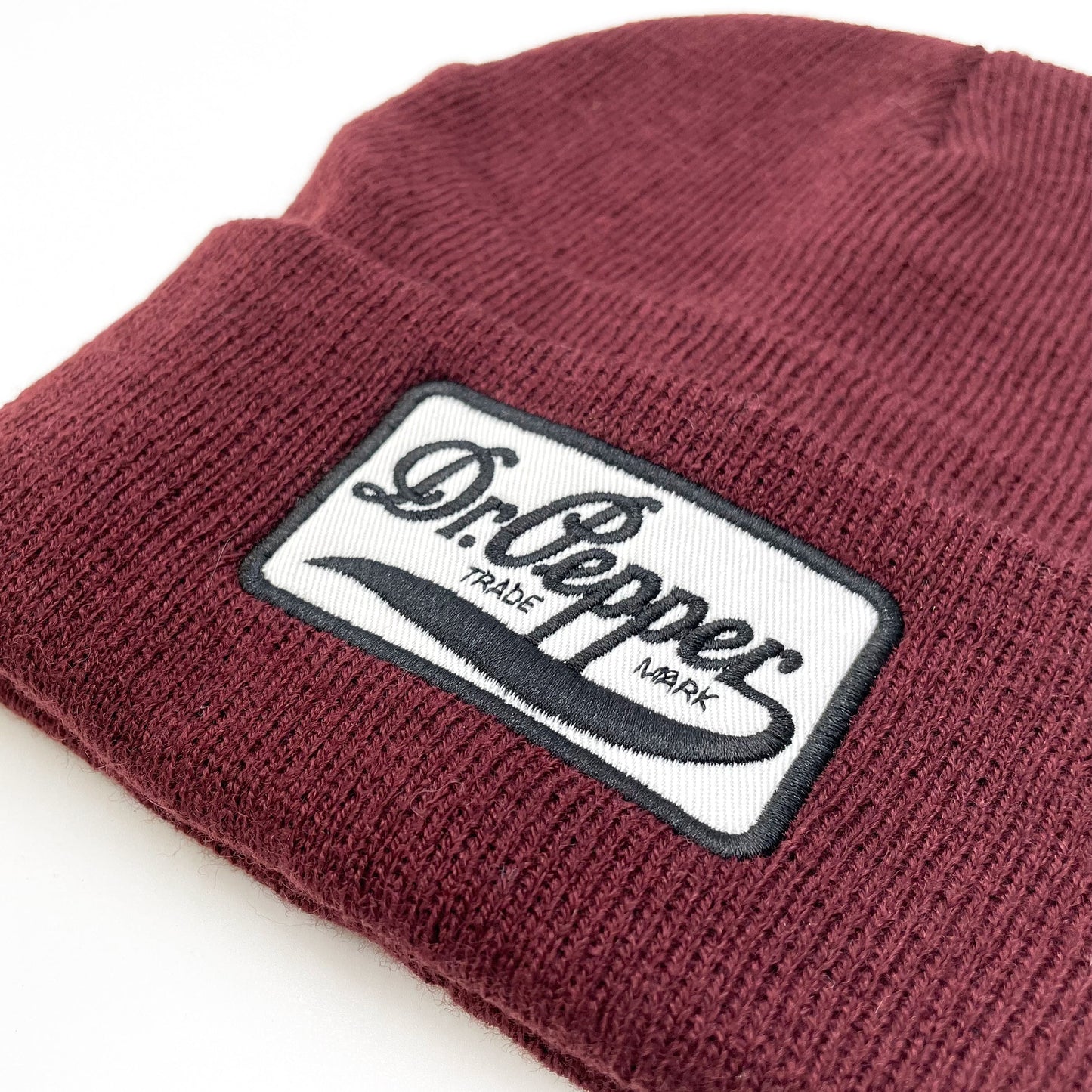 Dr Pepper Trademark Logo Beanie Hat Officially Licensed - Burgundy
