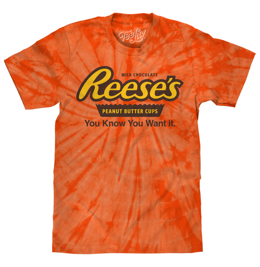 Reese's Peanut Butter Cup Tie Dye Mens T Shirt Officially Licensed Orange Spider