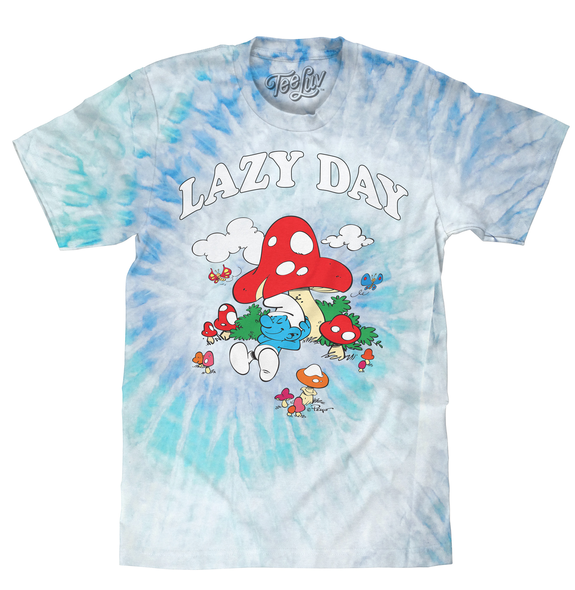 Smurfs Lazy Day Tie Dye Mens T Shirt Officially Licensed Lagoon Tie Dye