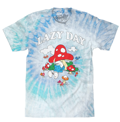 Smurfs Lazy Day Tie Dye Mens T Shirt Officially Licensed Lagoon Tie Dye