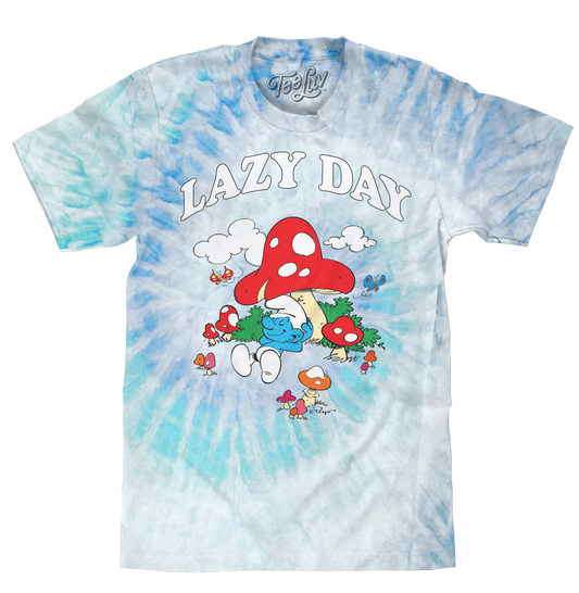 Smurfs Lazy Day Tie Dye Mens T Shirt Officially Licensed Lagoon Tie Dye