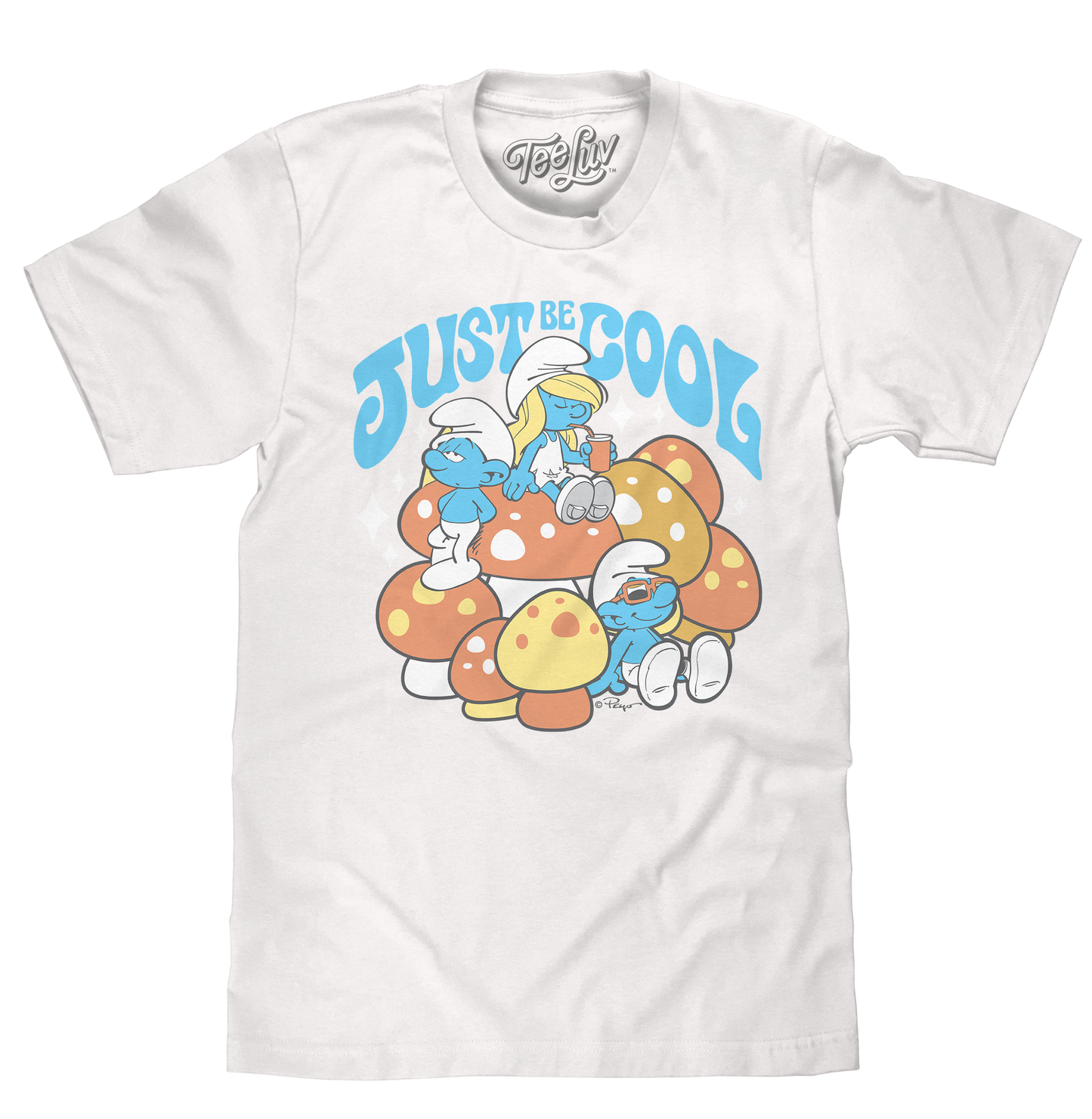 Smurfs Just Be Cool Mens T Shirt Officially Licensed White