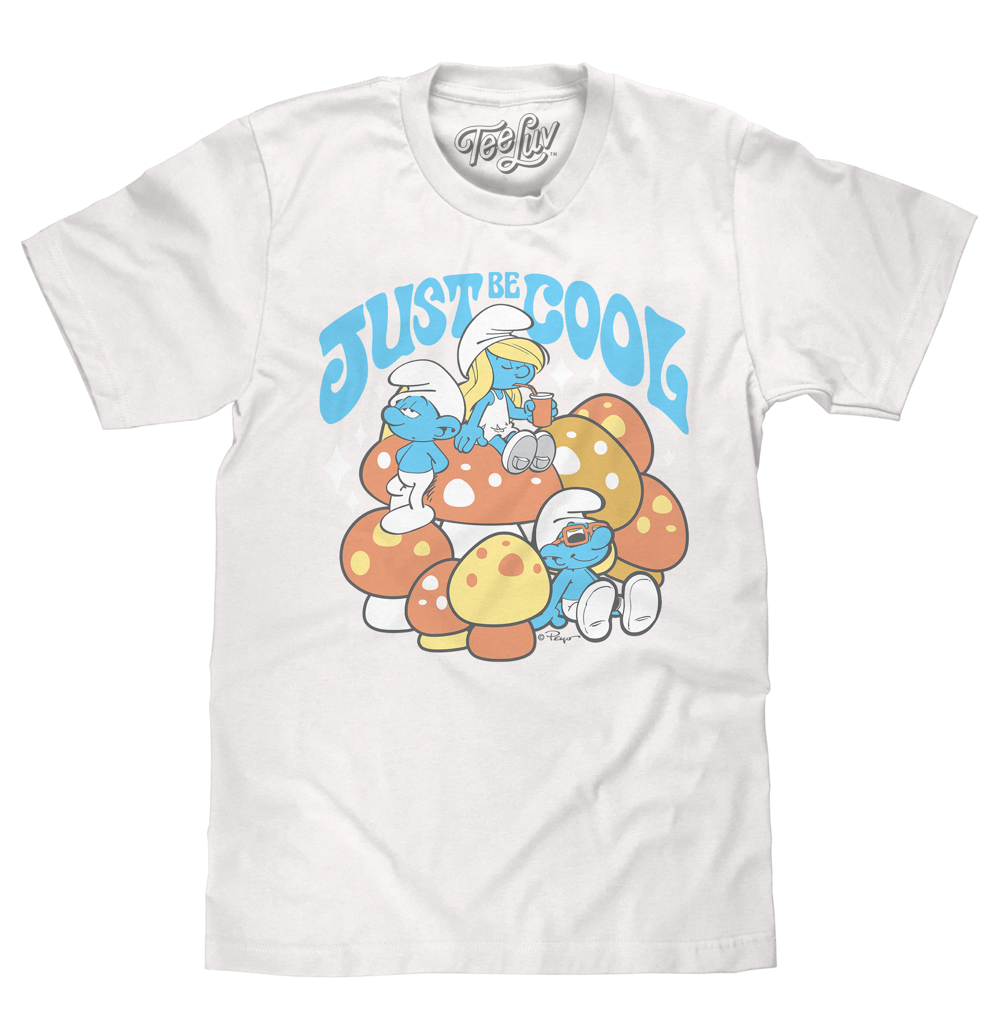 Smurfs Just Be Cool Mens T Shirt Officially Licensed White