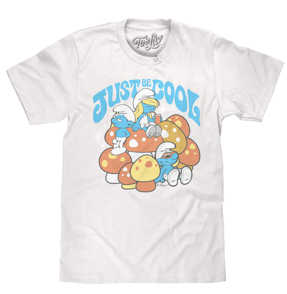 Smurfs Just Be Cool Mens T Shirt Officially Licensed White