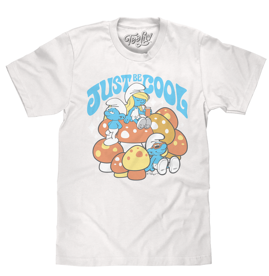 Smurfs Just Be Cool Mens T Shirt Officially Licensed White
