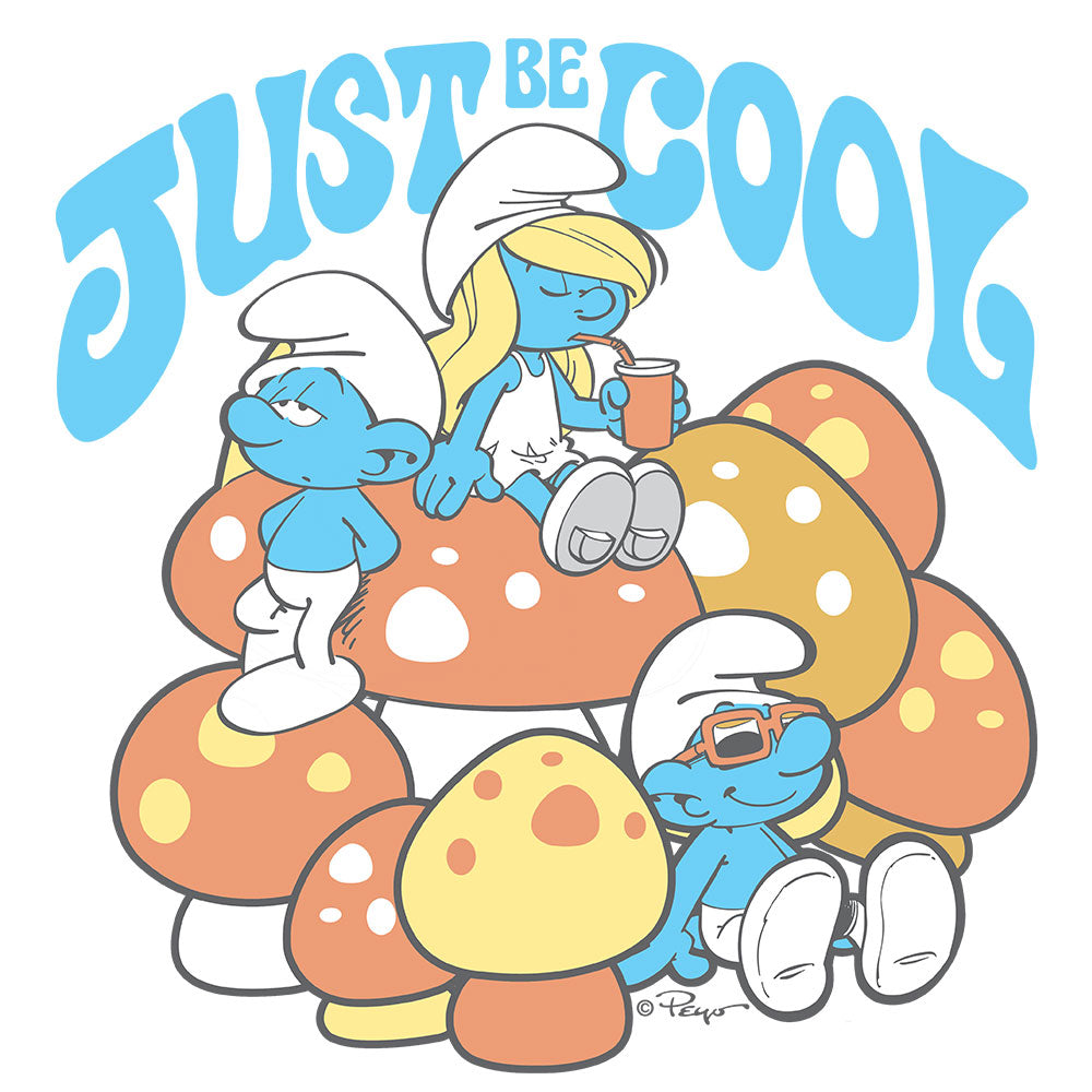 Smurfs Just Be Cool Mens T Shirt Officially Licensed White