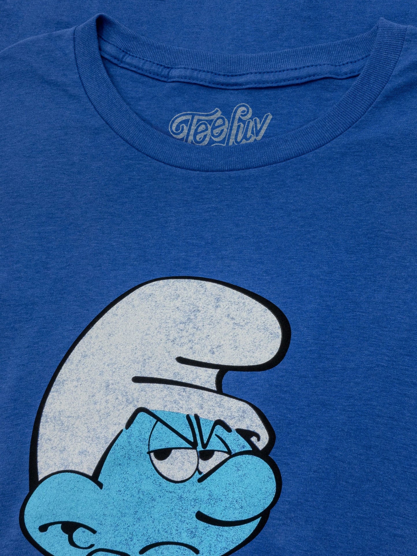 Retro Grouchy Smurf Mens T Shirt Officially Licensed Royal Blue