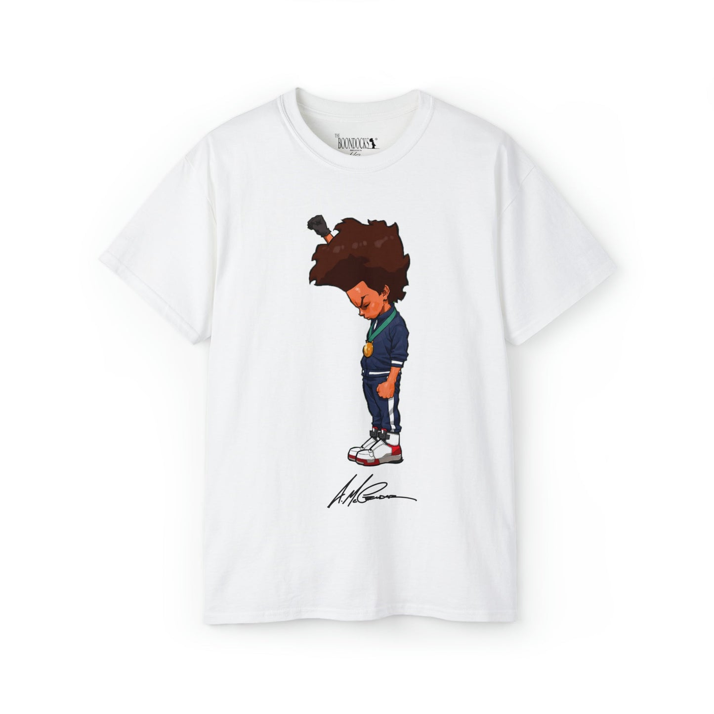 The Boondocks - Huey Fist White Eco Mens T Shirt