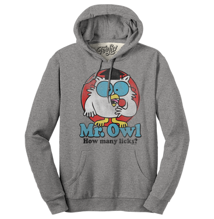 Mr. Owl Tootsie Pop How Many Licks Hooded Sweatshirt Hoodie Officially Licensed - Oxford Gray
