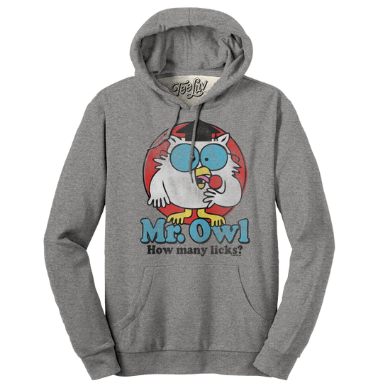 Mr. Owl Tootsie Pop How Many Licks Hooded Sweatshirt Hoodie Officially Licensed - Oxford Gray