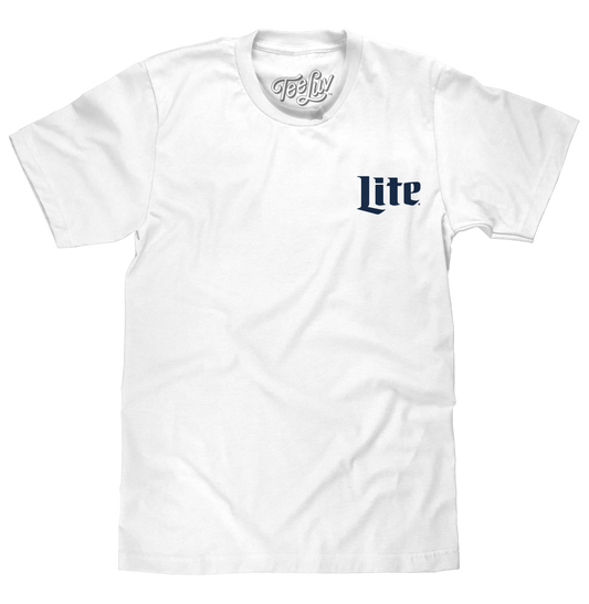 Miller Lite Beer Front and Back Print T-Shirt - White