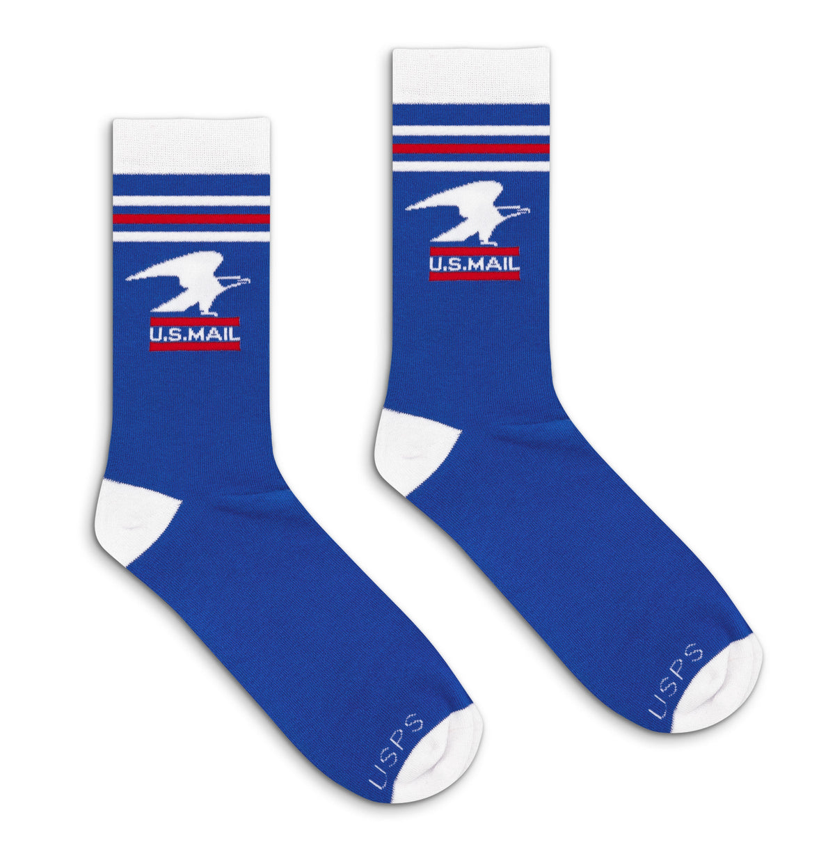 USPS U.S. Mail Standing Eagle Logo Crew Socks Officially Licensed - Blue/White