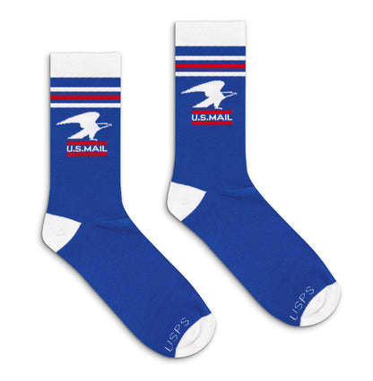 USPS U.S. Mail Standing Eagle Logo Crew Socks Officially Licensed - Blue/White