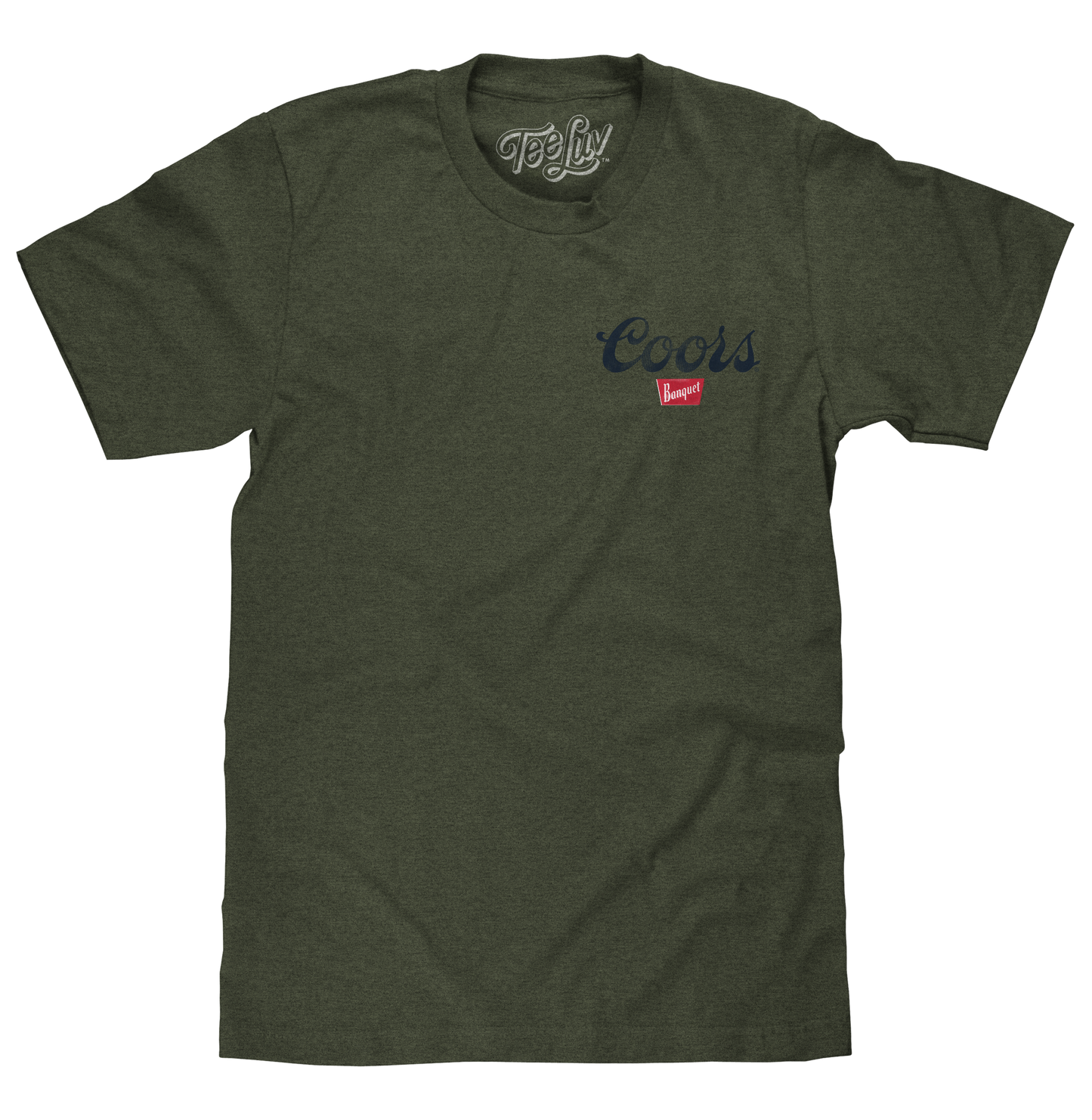 Coors Banquet The Legend Left Chest Front and Back Print Mens T Shirt Officially Licensed Military Green