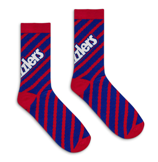 Twizzlers Retro Candy Logo Striped Crew Socks Officially Licensed - Red/Blue