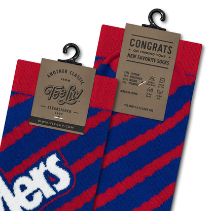 Twizzlers Retro Candy Logo Striped Crew Socks Officially Licensed - Red/Blue