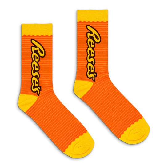 Reese's Candy Logo Crew Socks Officially Licensed - Orange/Yellow