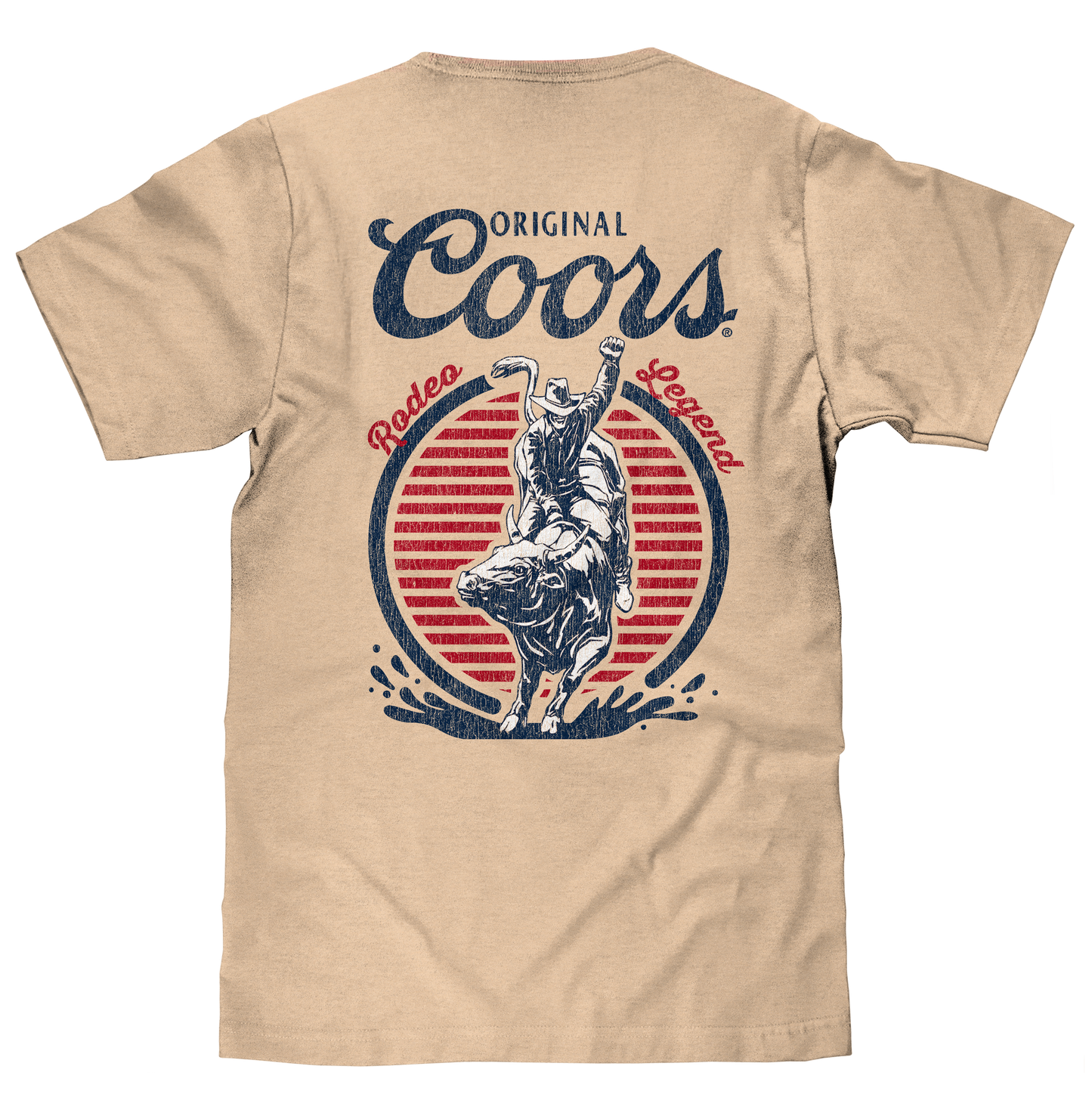 Original Coors Rodeo Legend Double Sided Beer Logo Mens T Shirt Officially Licensed Cream