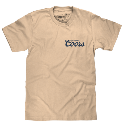 Original Coors Rodeo Legend Double Sided Beer Logo Mens T Shirt Officially Licensed Cream