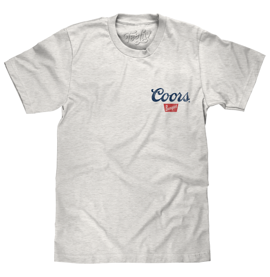 Coors Banquet Beer Front and Back Faded Graphic Mens T Shirt Officially Licensed Ash Gray