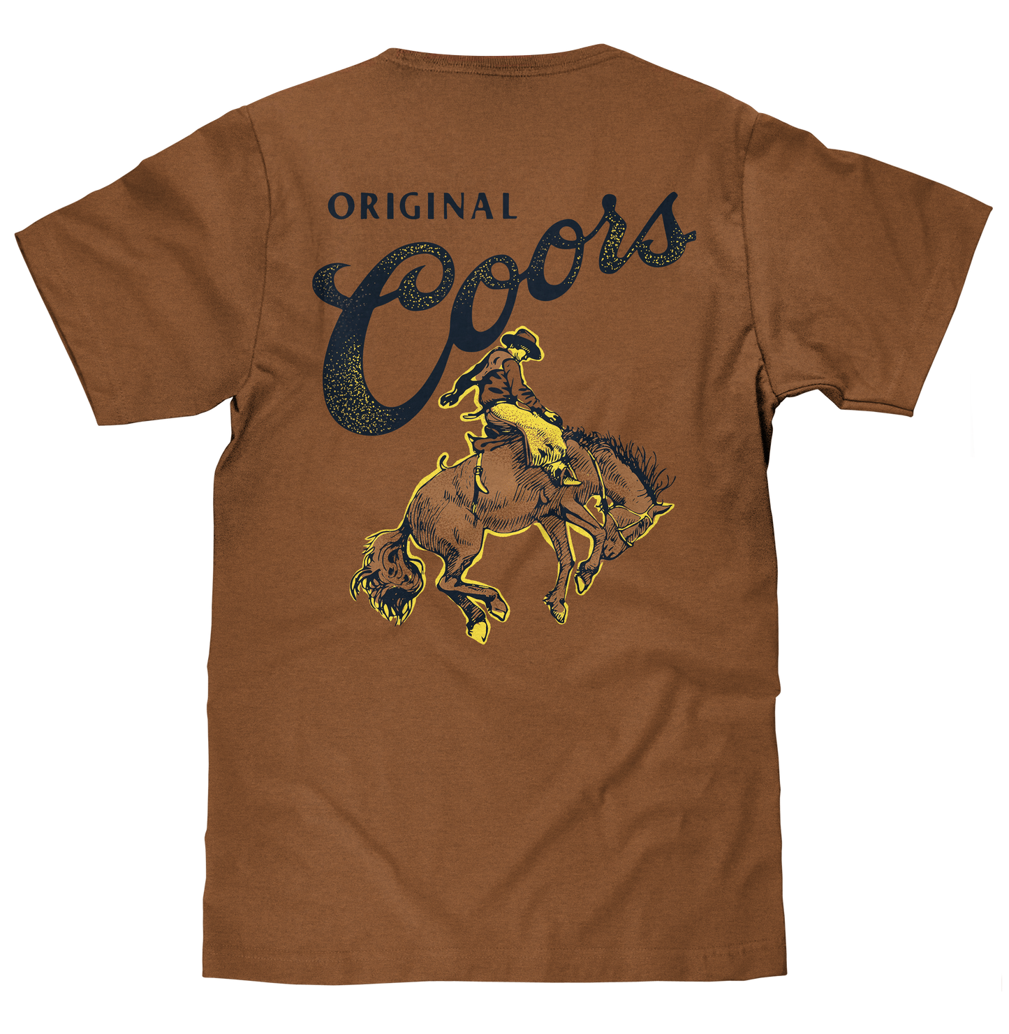 Coors Original Rodeo Cowboy Front/Back Mens T Shirt Officially Licensed Brown Sugar