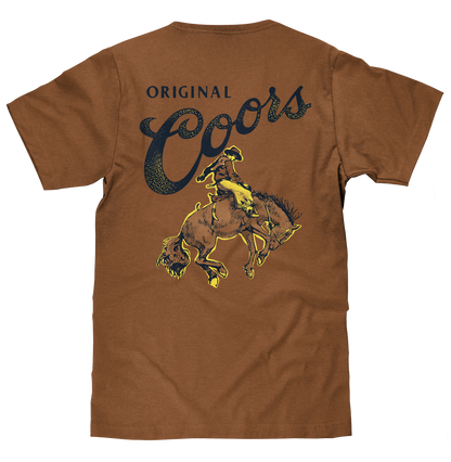 Coors Original Rodeo Cowboy Front/Back Mens T Shirt Officially Licensed Brown Sugar