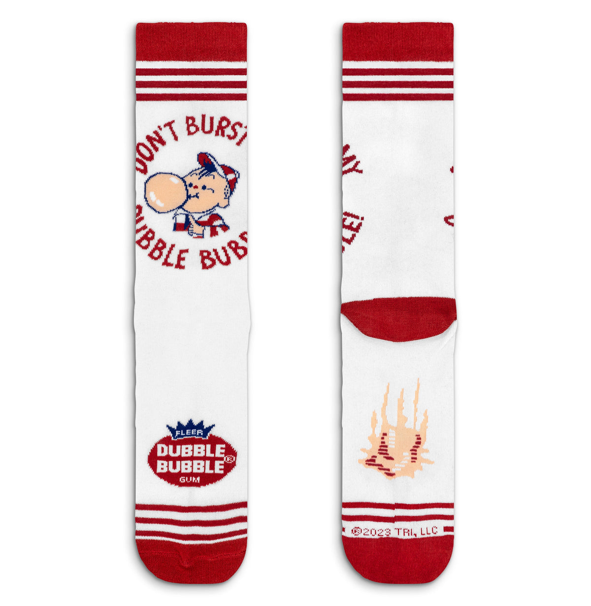 Dubble Bubble Gum Don't Burst My Bubble Candy Logo Socks Officially Licensed - White/Red