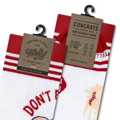 Dubble Bubble Gum Don't Burst My Bubble Candy Logo Socks Officially Licensed - White/Red
