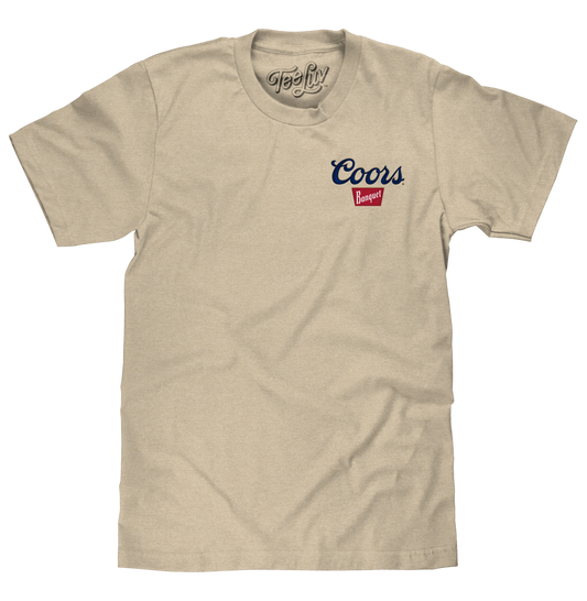 Coors Banquet Embroidered Left Chest Logo Mens T Shirt Officially Licensed Sand