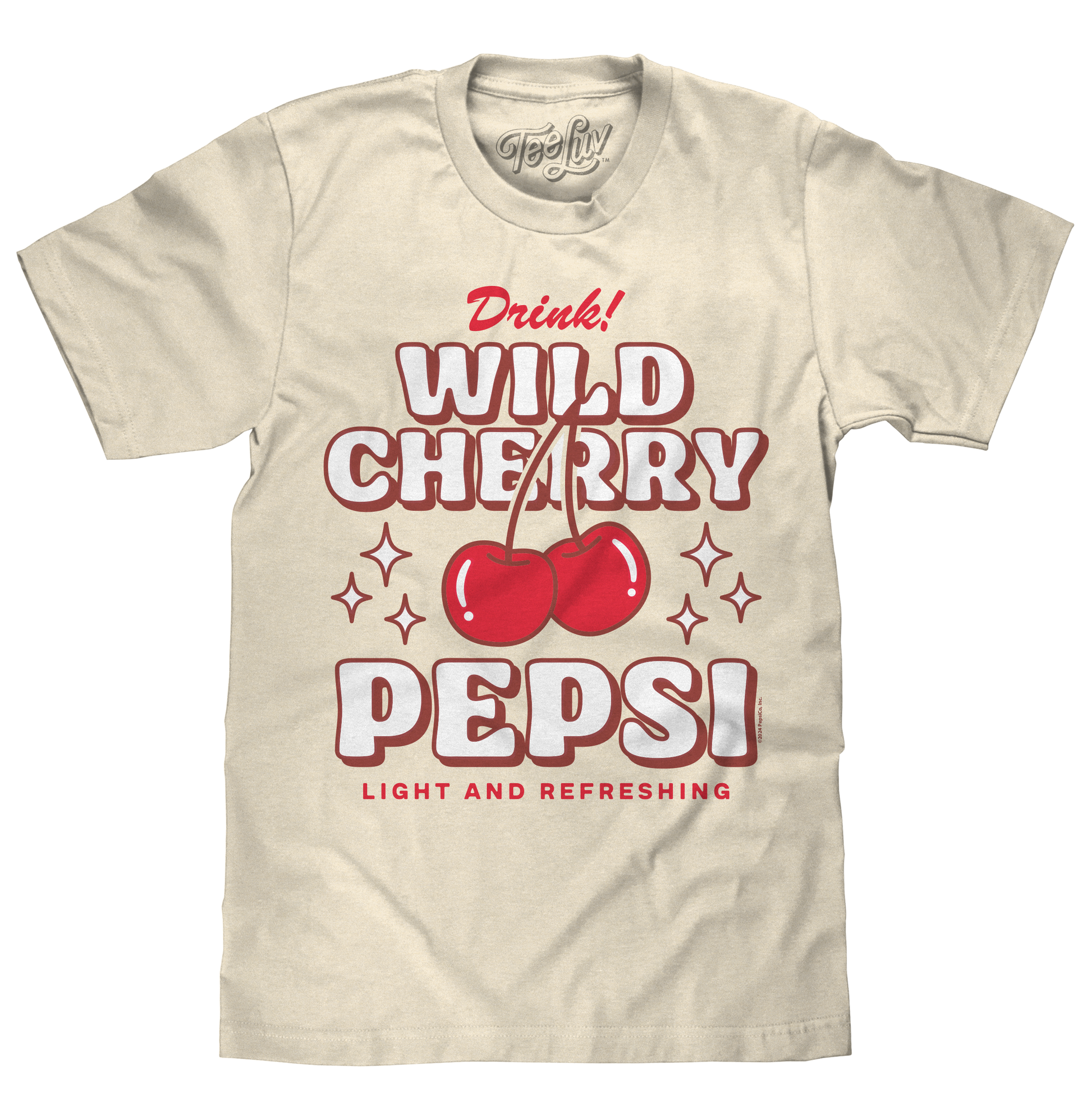 Wild Cherry Pepsi 70s Soda Logo Mens T Shirt Officially Licensed Cream
