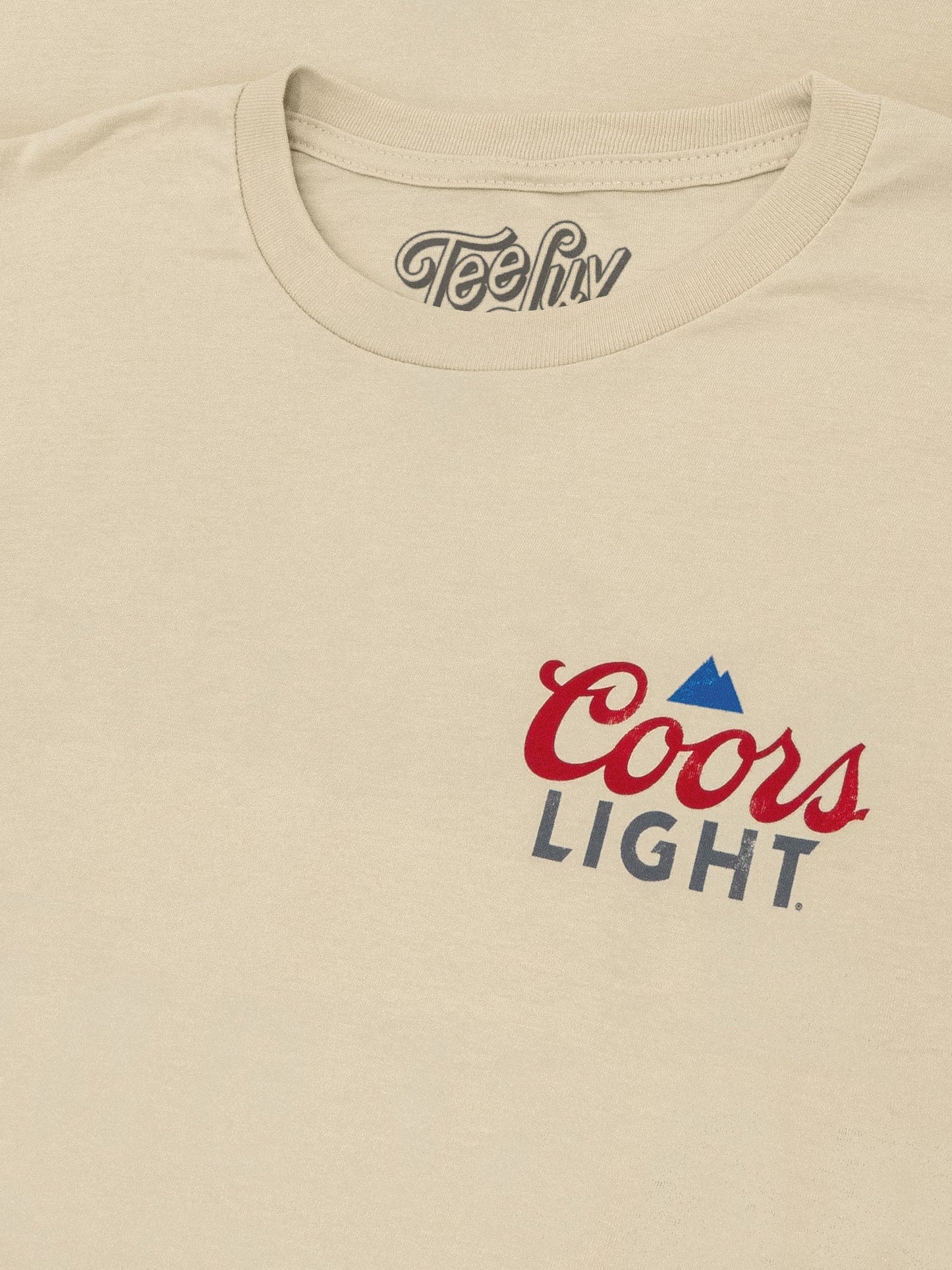 Coors Light Baseball League Front and Back Beer Logo Mens T Shirt Officially Licensed Cream