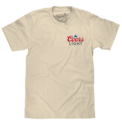Coors Light Baseball League Front and Back Beer Logo Mens T Shirt Officially Licensed Cream