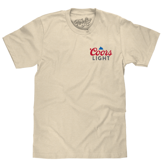 Coors Light Baseball League Front and Back Beer Logo Mens T Shirt Officially Licensed Cream
