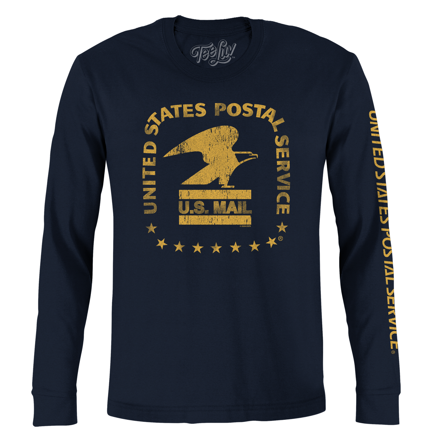 United States Postal Service Eagle Logo Long Sleeve T Shirt Officially Licensed - Navy Blue