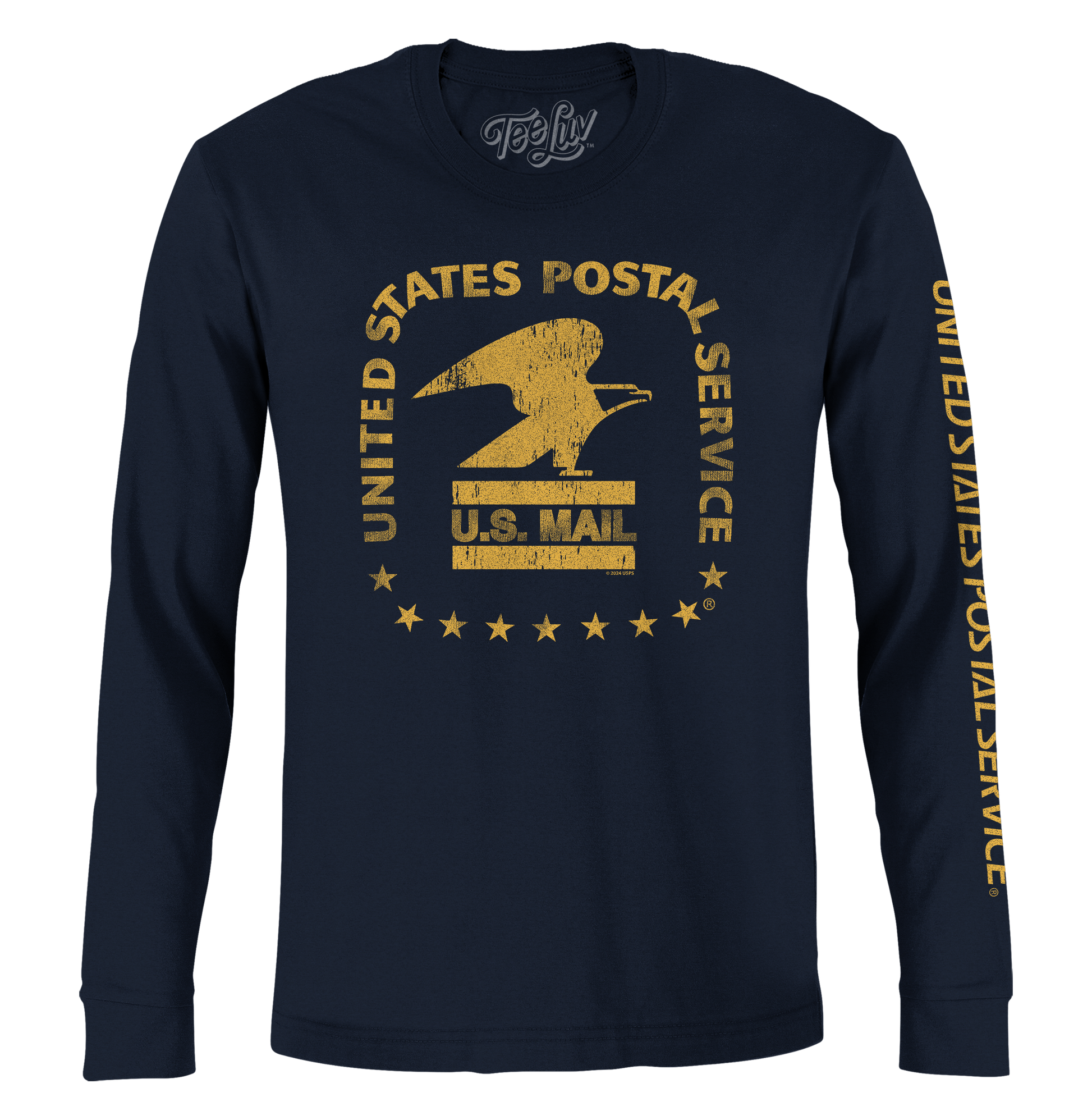 United States Postal Service Eagle Logo Long Sleeve T Shirt Officially Licensed - Navy Blue