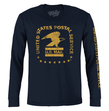 United States Postal Service Eagle Logo Long Sleeve T Shirt Officially Licensed - Navy Blue