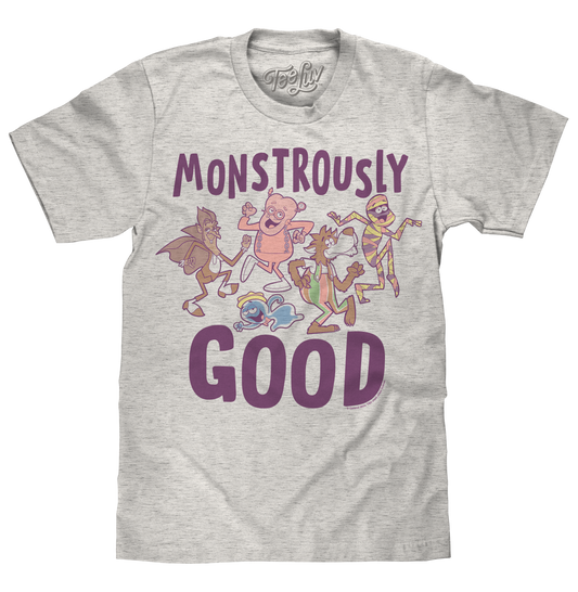 Monstrously Good General Mills Cereal Monster Cartoon Mascots Mens T Shirt Officially Licensed Heather Oatmeal