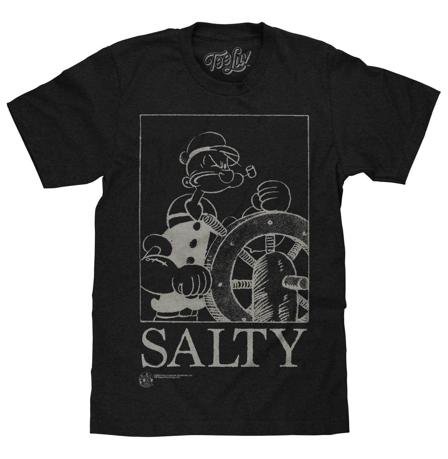 Popeye The Sailor Man Salty Mens T Shirt Officially Licensed Black