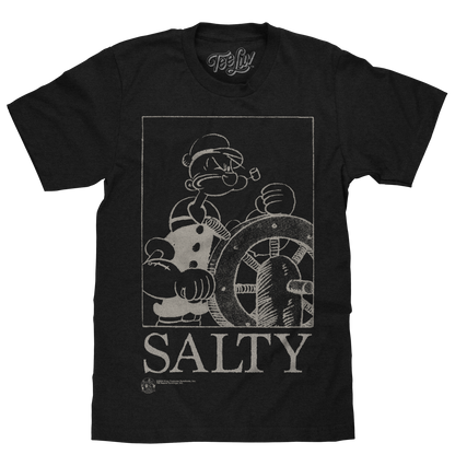 Popeye The Sailor Man Salty Mens T Shirt Officially Licensed Black