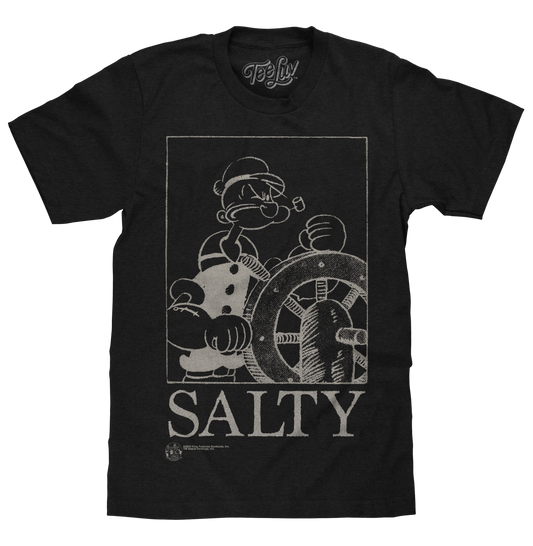 Popeye The Sailor Man Salty Mens T Shirt Officially Licensed Black