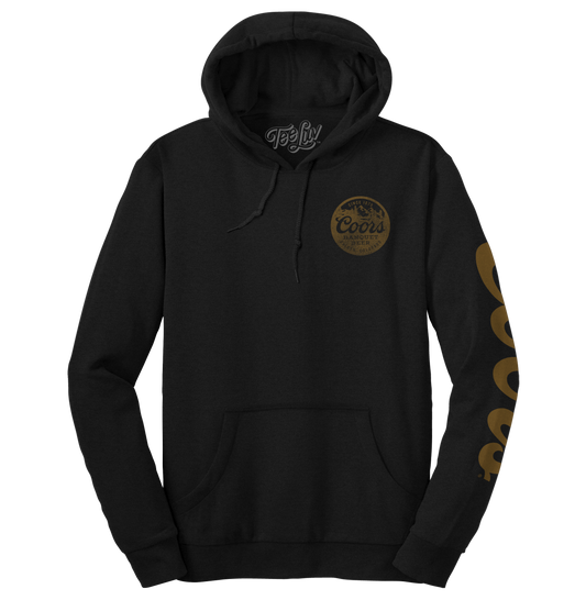 Coors Banquet Beer Double Sided with Sleeve Print Hooded Sweatshirt Hoodie Officially Licensed - Black