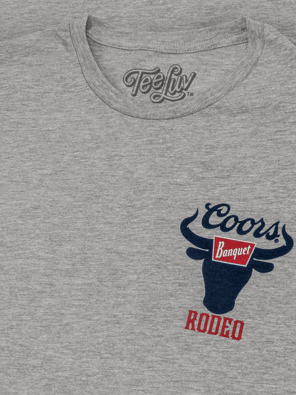 Coors Banquet Beer Rodeo Bull Front and Back Print Mens T Shirt Officially Licensed Athletic Gray Heather